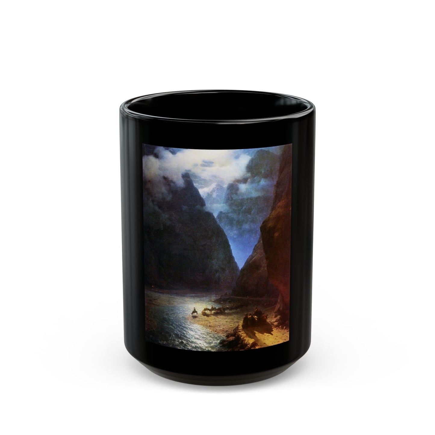 Ivan Constantinovich Aivazovsky (1817-1900) Darial Gorge - Black Coffee Mug-15oz-Go Mug Yourself