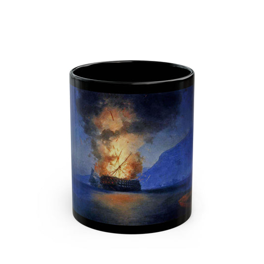 Ivan Constantinovich Aivazovsky (1817-1900) Exploding Ship - Black Coffee Mug-11oz-Go Mug Yourself