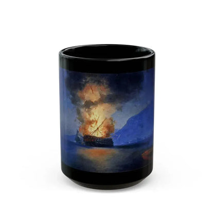 Ivan Constantinovich Aivazovsky (1817-1900) Exploding Ship - Black Coffee Mug 15oz - Go Mug Yourself