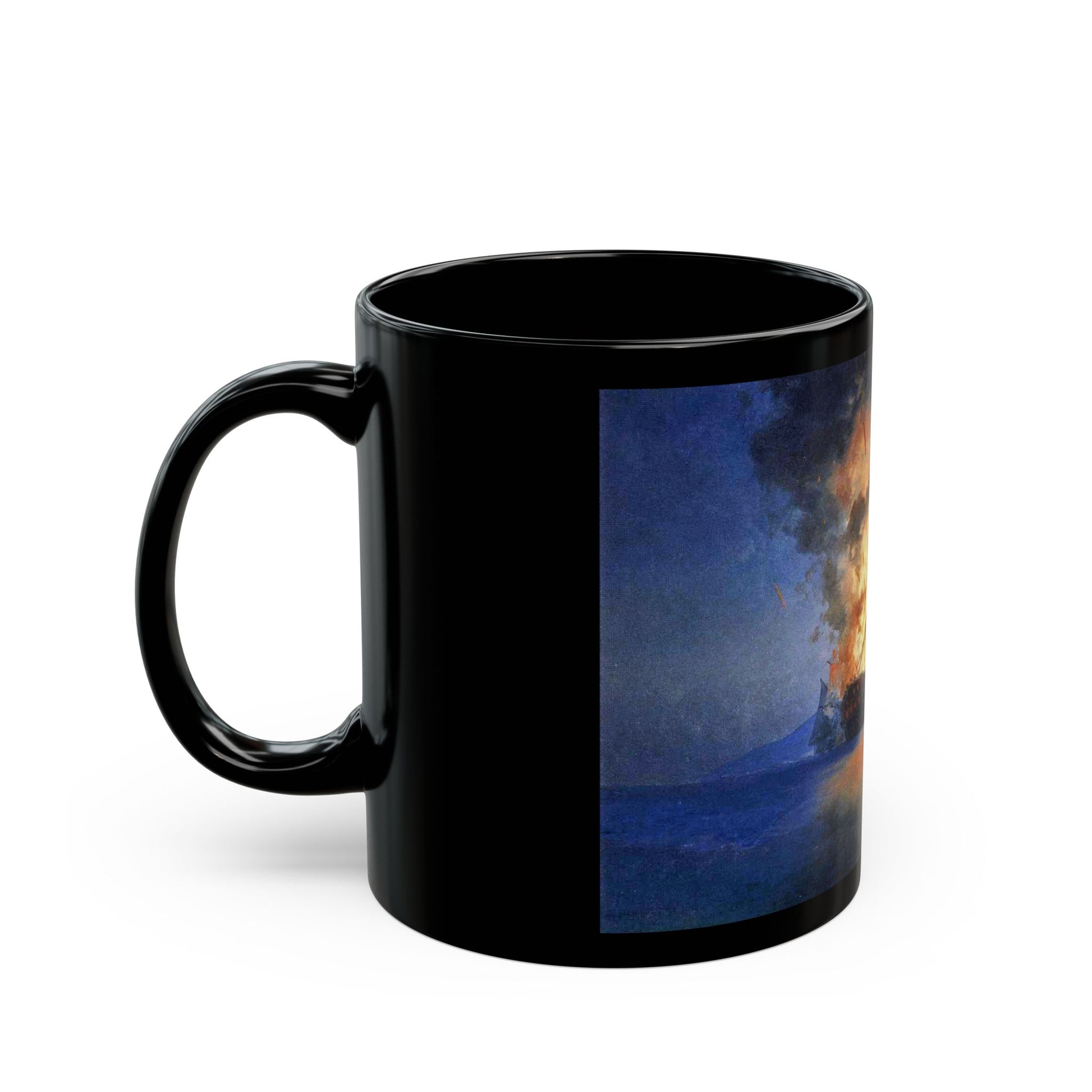 Ivan Constantinovich Aivazovsky (1817-1900) Exploding Ship - Black Coffee Mug-Go Mug Yourself