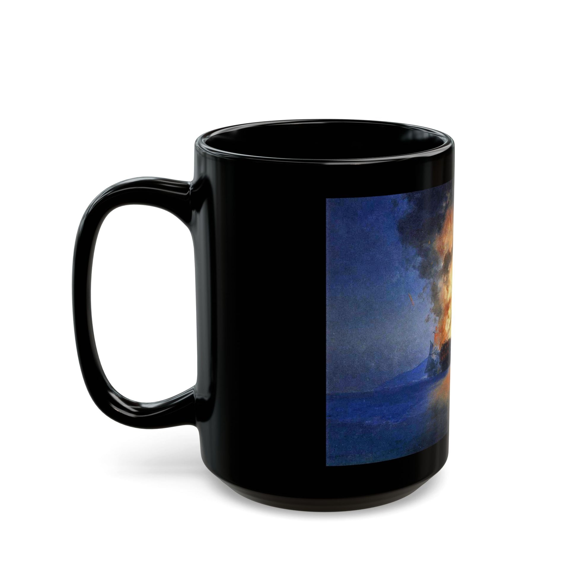 Ivan Constantinovich Aivazovsky (1817-1900) Exploding Ship - Black Coffee Mug-Go Mug Yourself