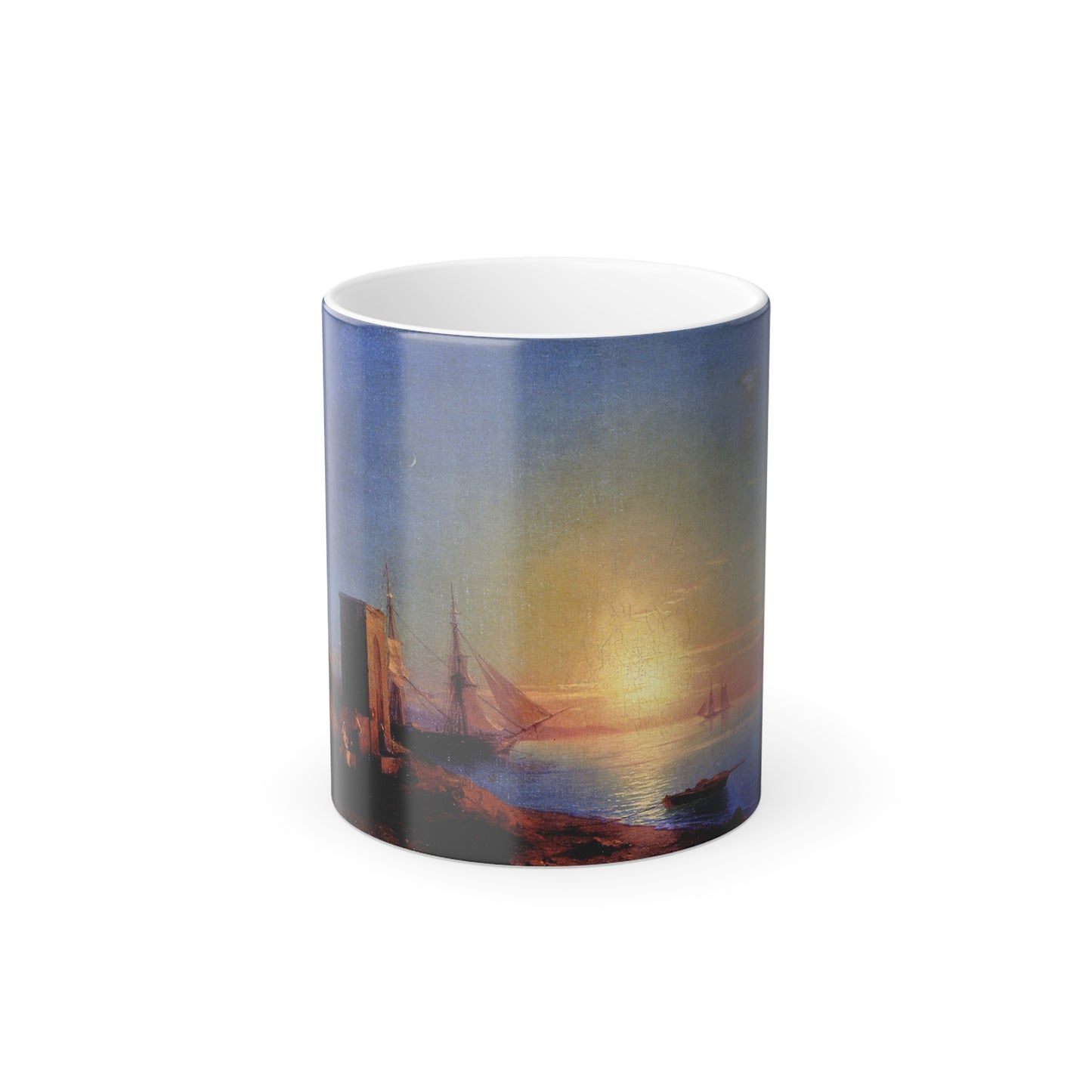 Ivan Constantinovich Aivazovsky (1817-1900) Figures in a Coastal Landscape at Sunset - Color Changing Mug 11oz-11oz-Go Mug Yourself