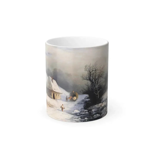 Ivan Constantinovich Aivazovsky (1817-1900) Little Russian Ox Cart in Winter - Color Changing Mug 11oz 11oz - Go Mug Yourself