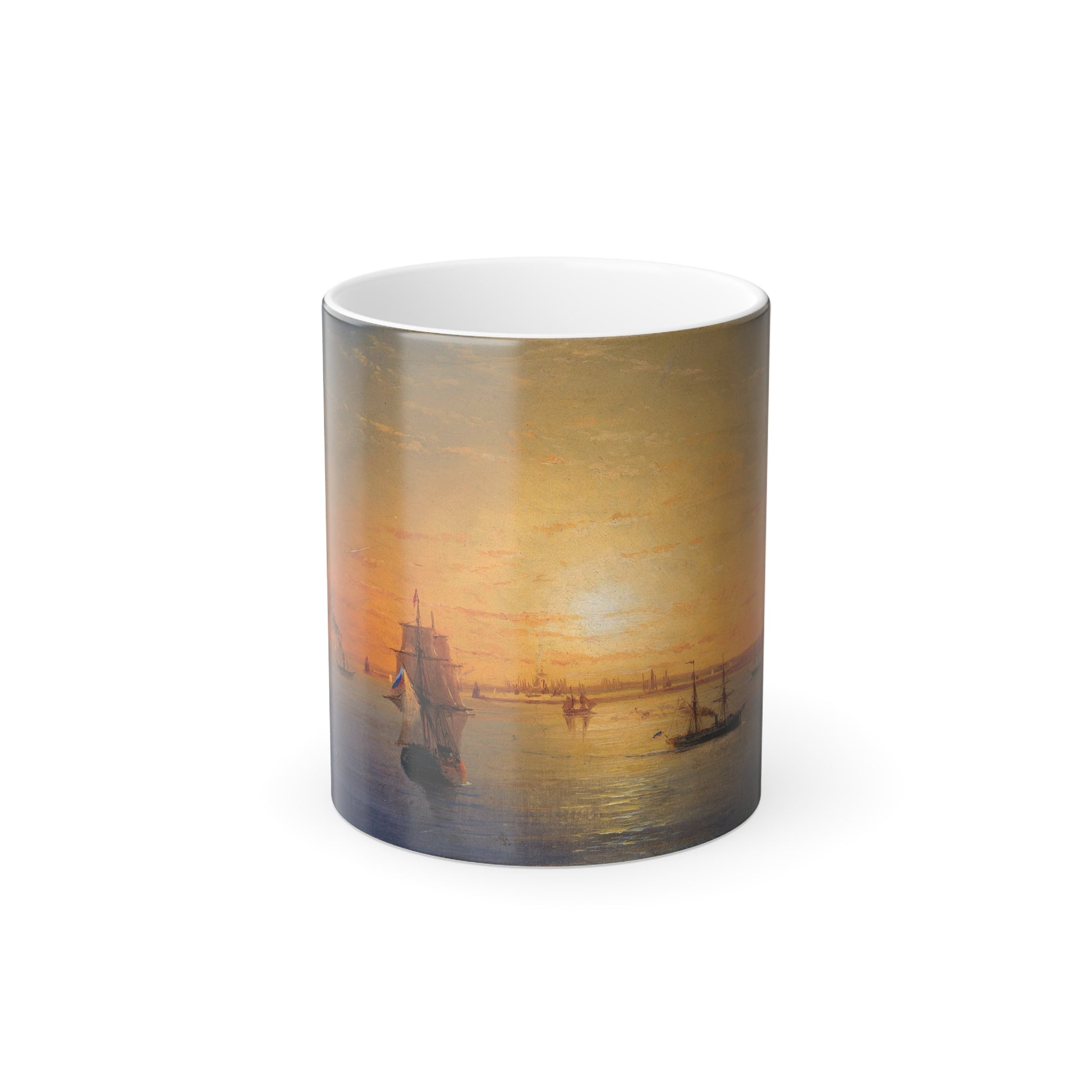 Ivan Constantinovich Aivazovsky (1817-1900) Russian Fleet at Sunset - Color Changing Mug 11oz-11oz-Go Mug Yourself