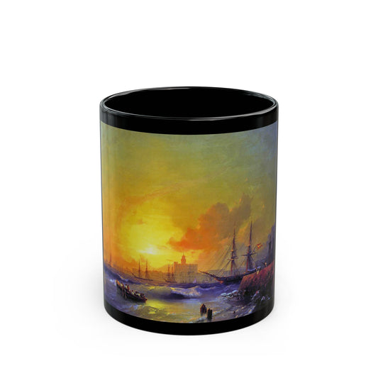 Ivan Constantinovich Aivazovsky (1817-1900) Seascape, Malaga - Black Coffee Mug-11oz-Go Mug Yourself