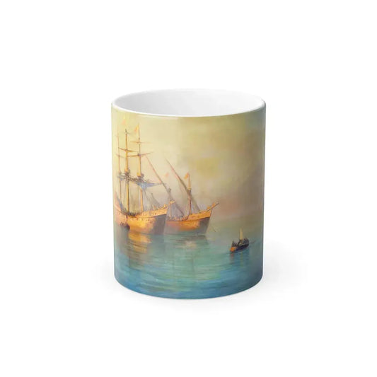 Ivan Constantinovich Aivazovsky (1817-1900)  The Arrival of Columbus' Fleet - Color Changing Mug 11oz 11oz - Go Mug Yourself