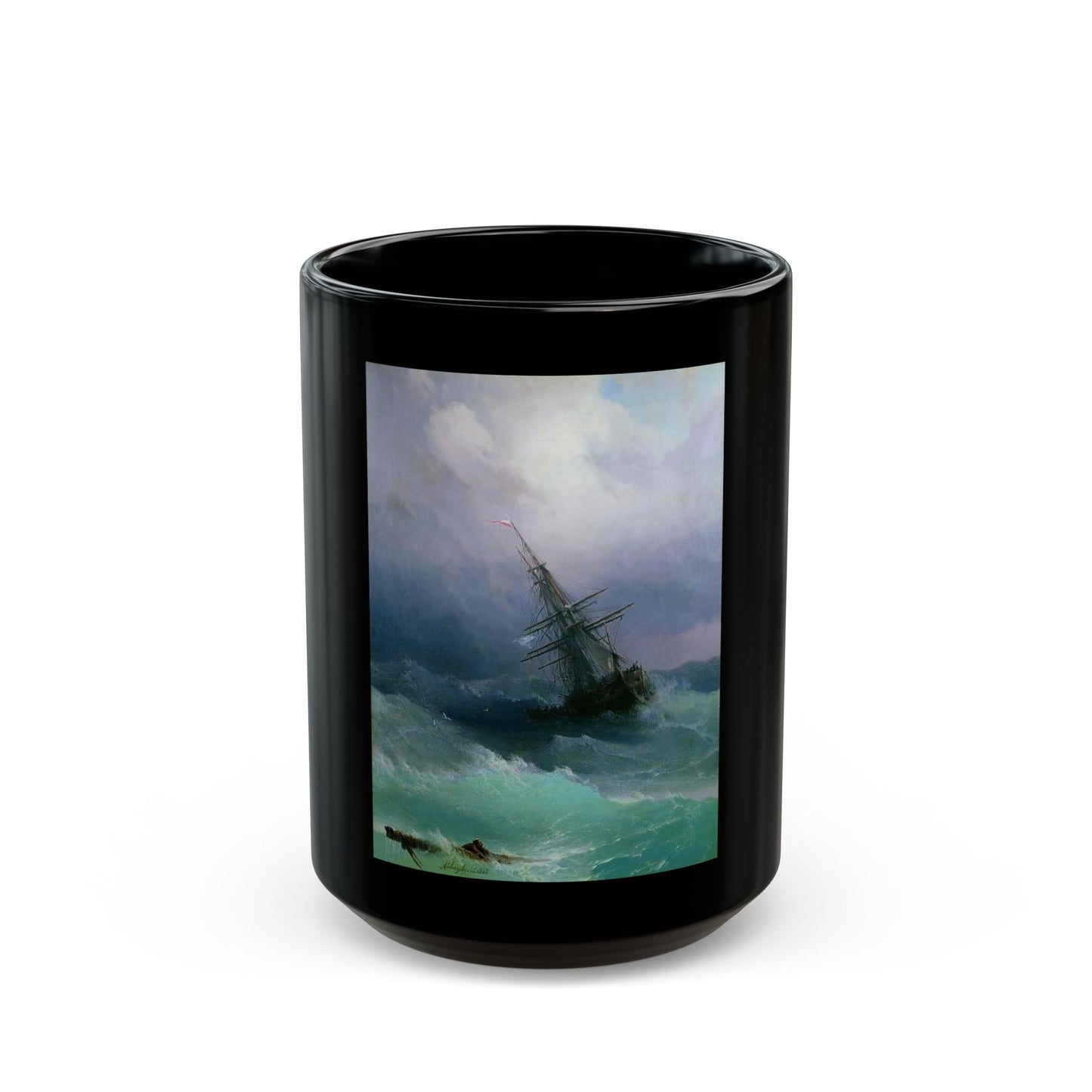 Ivan Constantinovich Aivazovsky (1817-1900) The Tempest - Black Coffee Mug-15oz-Go Mug Yourself