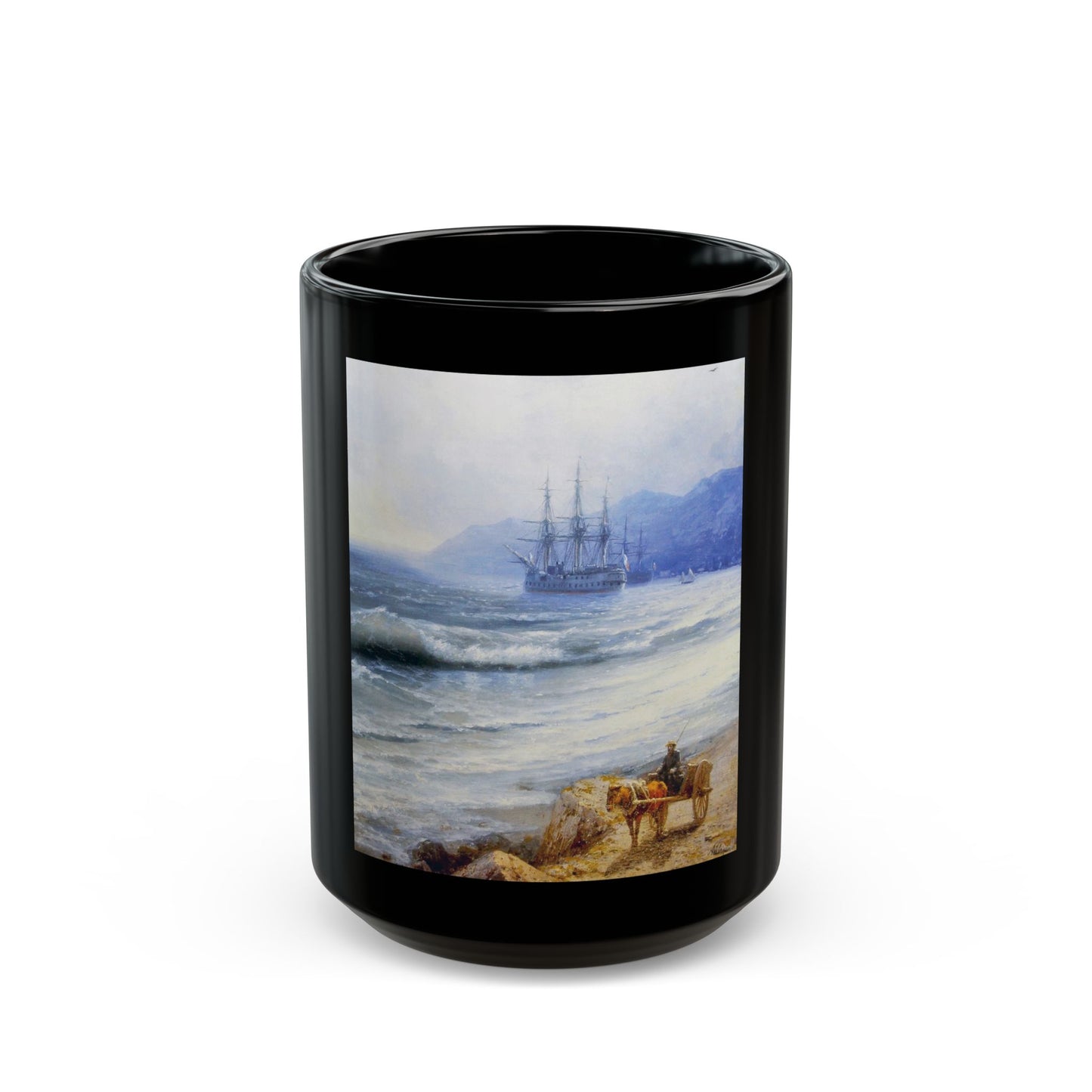 Ivan Constantinovich Aivazovsky (1817-1900) The Tide - Black Coffee Mug-15oz-Go Mug Yourself