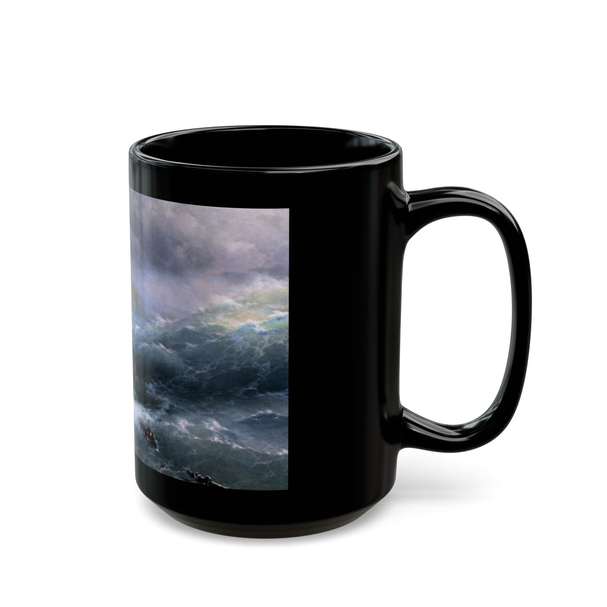 Ivan Constantinovich Aivazovsky (1817-1900) The Wave - Black Coffee Mug-Go Mug Yourself