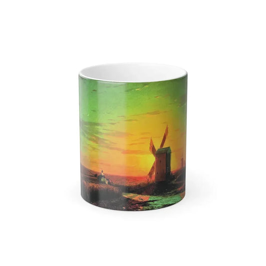 Ivan Constantinovich Aivazovsky (1817-1900) Windmills, the Ukraine, Sunset - Color Changing Mug 11oz 11oz - Go Mug Yourself