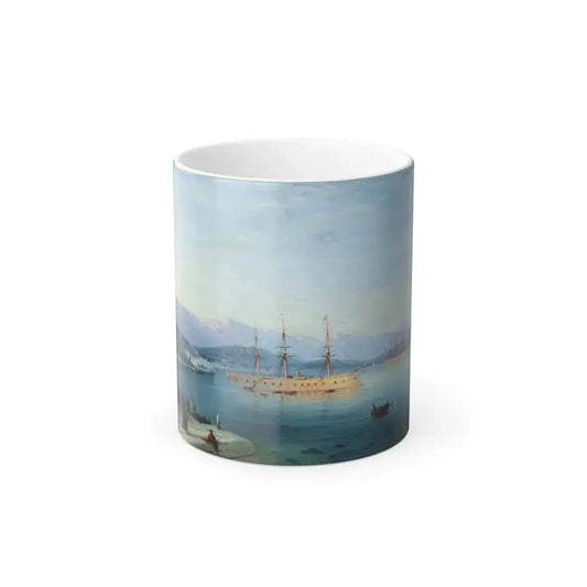 Ivan Konstantinovich Aivazovsky (1817-1900) French Ships Departing the Black Sea - Oil on Canvas 1871 - Color Changing Mug 11oz 11oz - Go Mug Yourself