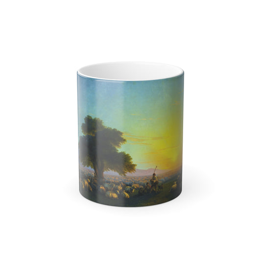 Ivan Konstantinovich Aivazovsky (1817-1900) Shepherds With Their Flock At Sunset - 1859 - Color Changing Mug 11oz-11oz-Go Mug Yourself