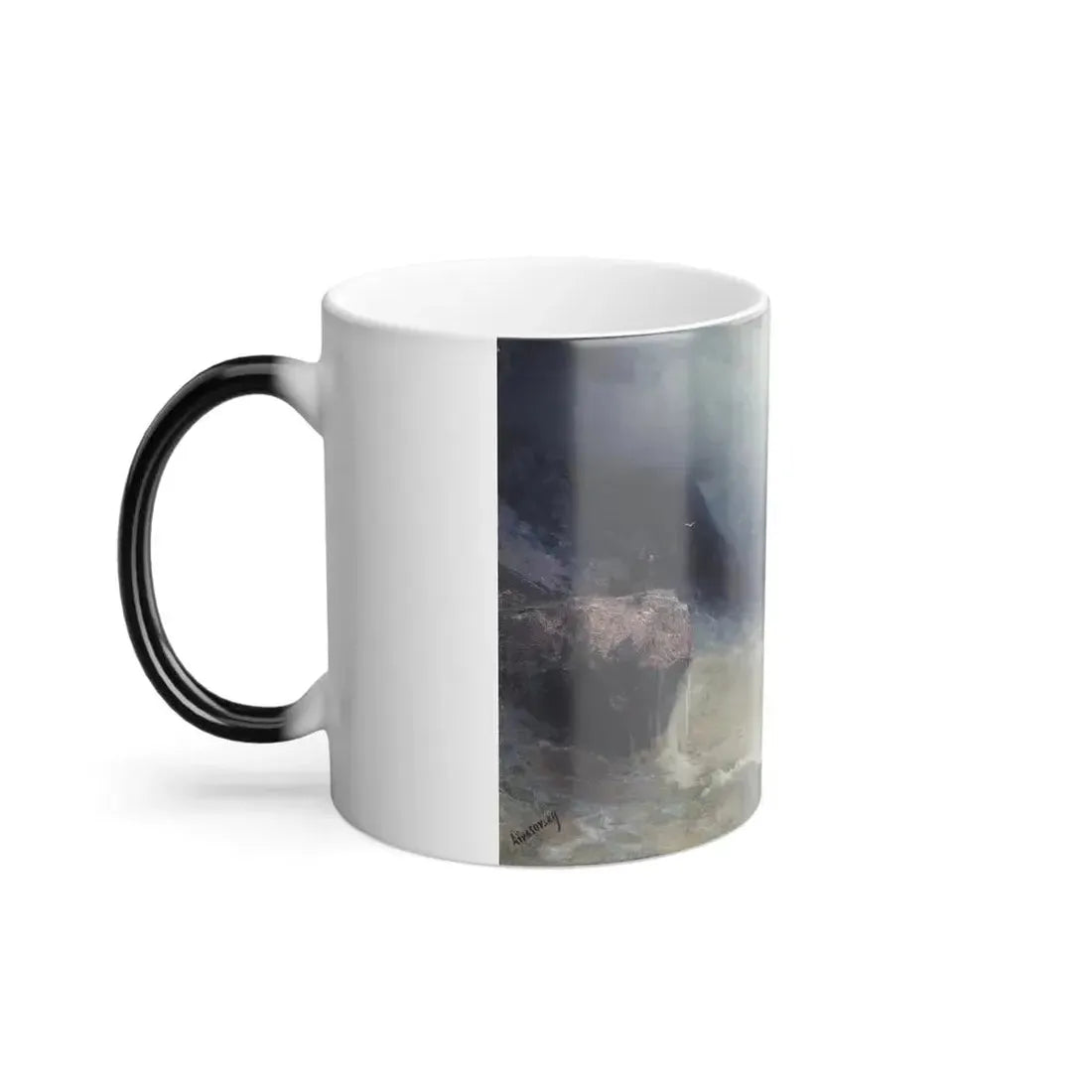 Ivan Konstantinovich Aivazovsky (1817-1900) The Survivor - oil on canvas - Color Changing Mug 11oz - Go Mug Yourself
