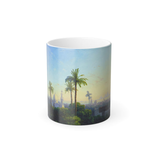 Ivan Konstantinovich Aivazovsky (1817-1900) View of Cairo - Oil on Board 1870 - Color Changing Mug 11oz-11oz-Go Mug Yourself
