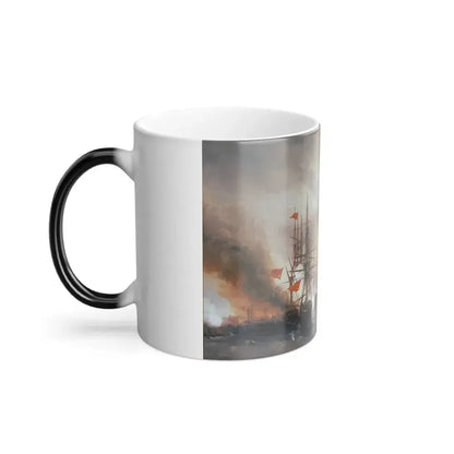 Ivan Konstantinovich Aivazovsky (1917-1900) Crimea War - Russian and Turkish ships at the Battle of Sino-0 - Color Changing Mug 11oz - Go Mug Yourself