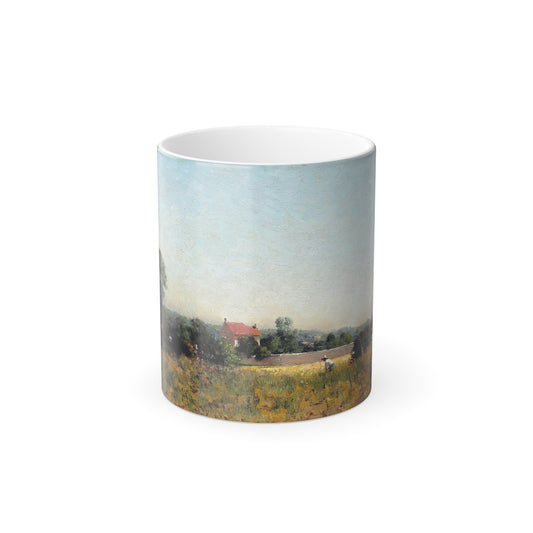 Ivan Pokhitonov (1850-1923) In the fields, France - Oil on Panel 1882 - Color Changing Mug 11oz-11oz-Go Mug Yourself