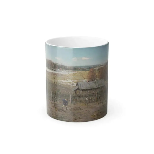 Ivan Pokhitonov (1850-1923) In the Kitchen Garden spreading manure, Zhabovshizna Minsk province April 19-0 - Color Changing Mug 11oz 11oz - Go Mug Yourself