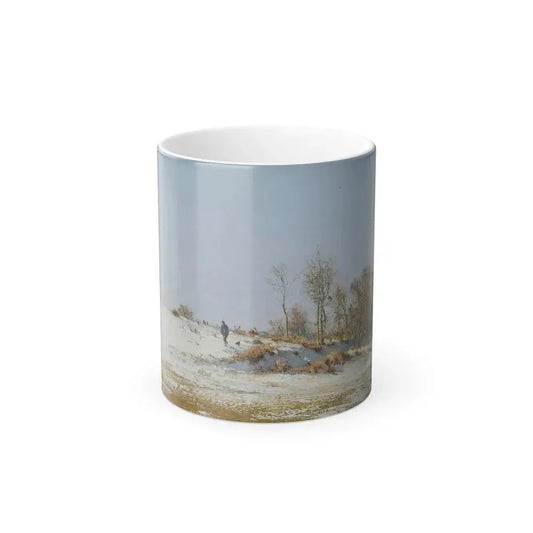Ivan Pokhitonov (1850-1923) Man Walking his Dog - Oil on Panel - Color Changing Mug 11oz 11oz - Go Mug Yourself