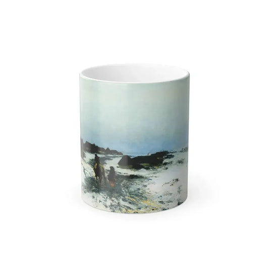 Ivan Pokhitonov (1850-1923) Winter Twilight in Ukraine - Oil on panel 1890's - Color Changing Mug 11oz 11oz - Go Mug Yourself