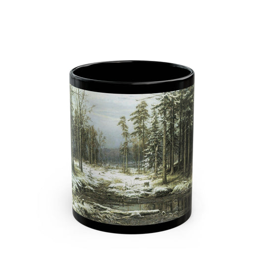 Ivan Shishkin (1832-1898) The First Snow - Black Coffee Mug-11oz-Go Mug Yourself