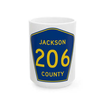 Jackson County Route 206 AL (Alabama) (Road Sign) White Coffee Mug 15oz - Go Mug Yourself