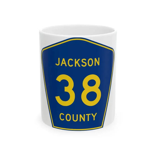 Jackson County Route 38 AR (Arkansas) (Road Sign) White Coffee Mug 11oz - Go Mug Yourself