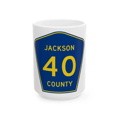 Jackson County Route 40 AR (Arkansas) (Road Sign) White Coffee Mug 15oz - Go Mug Yourself