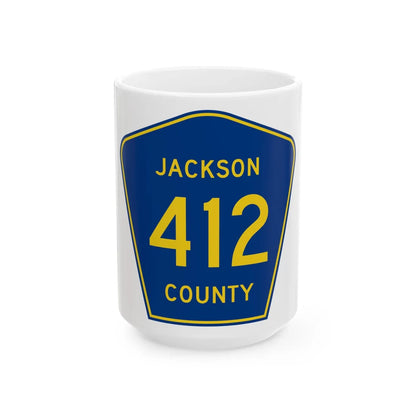 Jackson County Route 412 AL (Alabama) (Road Sign) White Coffee Mug 15oz - Go Mug Yourself