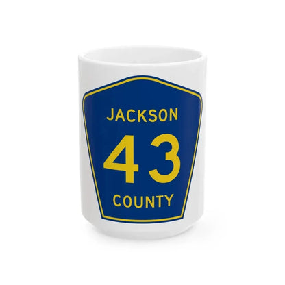 Jackson County Route 43 AR (Arkansas) (Road Sign) White Coffee Mug 15oz - Go Mug Yourself