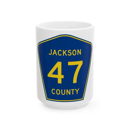 Jackson County Route 47 AR (Arkansas) (Road Sign) White Coffee Mug 15oz - Go Mug Yourself