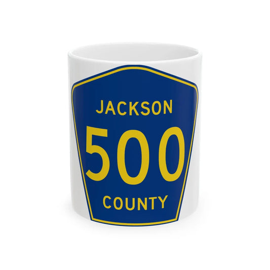 Jackson County Route 500 AL (Alabama) (Road Sign) White Coffee Mug 11oz - Go Mug Yourself