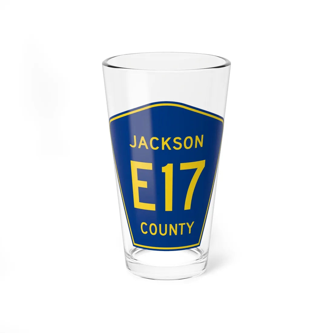 Jackson County Route E17 IA (Iowa) (Road Sign) Pint Glass 16oz 16oz - Go Mug Yourself
