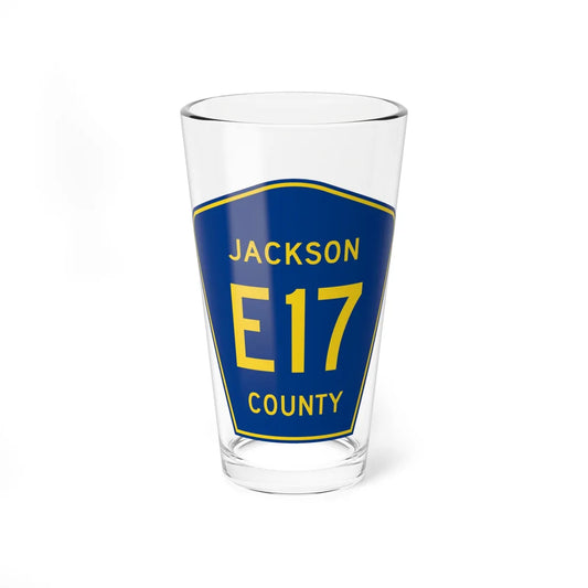 Jackson County Route E17 IA (Iowa) (Road Sign) Pint Glass 16oz 16oz - Go Mug Yourself