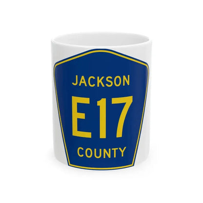 Jackson County Route E17 IA (Iowa) (Road Sign) White Coffee Mug 11oz - Go Mug Yourself