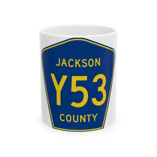 Jackson County Route Y53 IA (Iowa) (Road Sign) White Coffee Mug 11oz - Go Mug Yourself