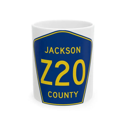 Jackson County Route Z20 IA (Iowa) (Road Sign) White Coffee Mug 11oz - Go Mug Yourself