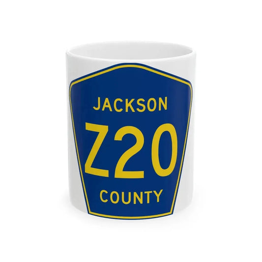 Jackson County Route Z20 IA (Iowa) (Road Sign) White Coffee Mug 11oz - Go Mug Yourself