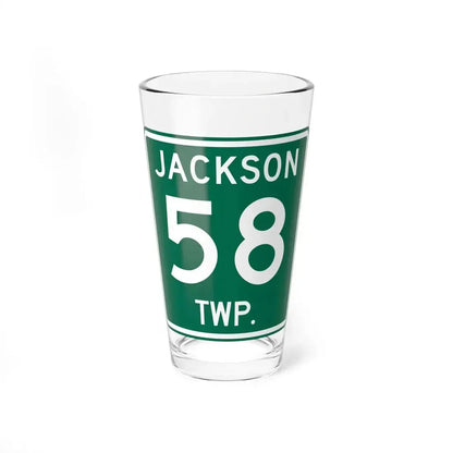 Jackson Township Route 58 Coshocton County Ohio (Ohio) (Road Sign) Pint Glass 16oz 16oz - Go Mug Yourself