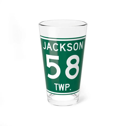 Jackson Township Route 58 Coshocton County Ohio (Ohio) (Road Sign) Pint Glass 16oz 16oz - Go Mug Yourself