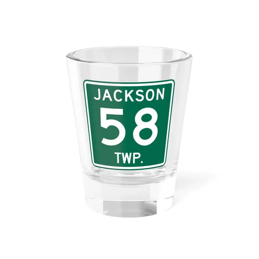 Jackson Township Route 58 Coshocton County Ohio (Ohio) (Road Sign) Shot Glass 1.5oz 1.5oz - Go Mug Yourself