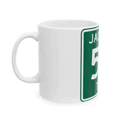 Jackson Township Route 58 Coshocton County Ohio (Ohio) (Road Sign) White Coffee Mug - Go Mug Yourself