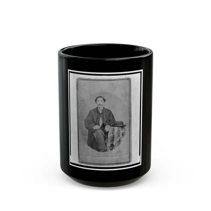 Jacob Labinsky (Lawinsky, Levinsky), Union Private In The 32nd Indiana Regiment, Full-Length Portrait, Seated, Facing Front (U.S. Civil War) Black Coffee Mug-15oz-Go Mug Yourself