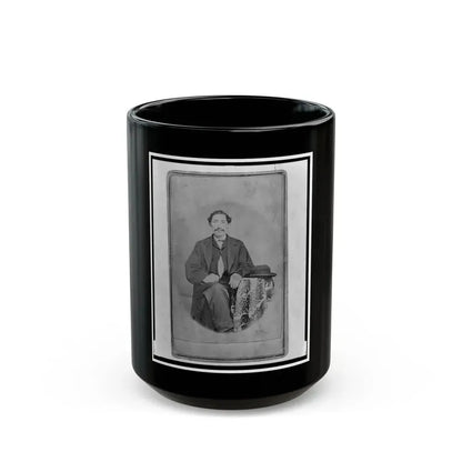 Jacob Labinsky (Lawinsky, Levinsky), Union Private In The 32nd Indiana Regiment, Full-Length Portrait, Seated, Facing Front (U.S. Civil War) Black Coffee Mug 15oz - Go Mug Yourself