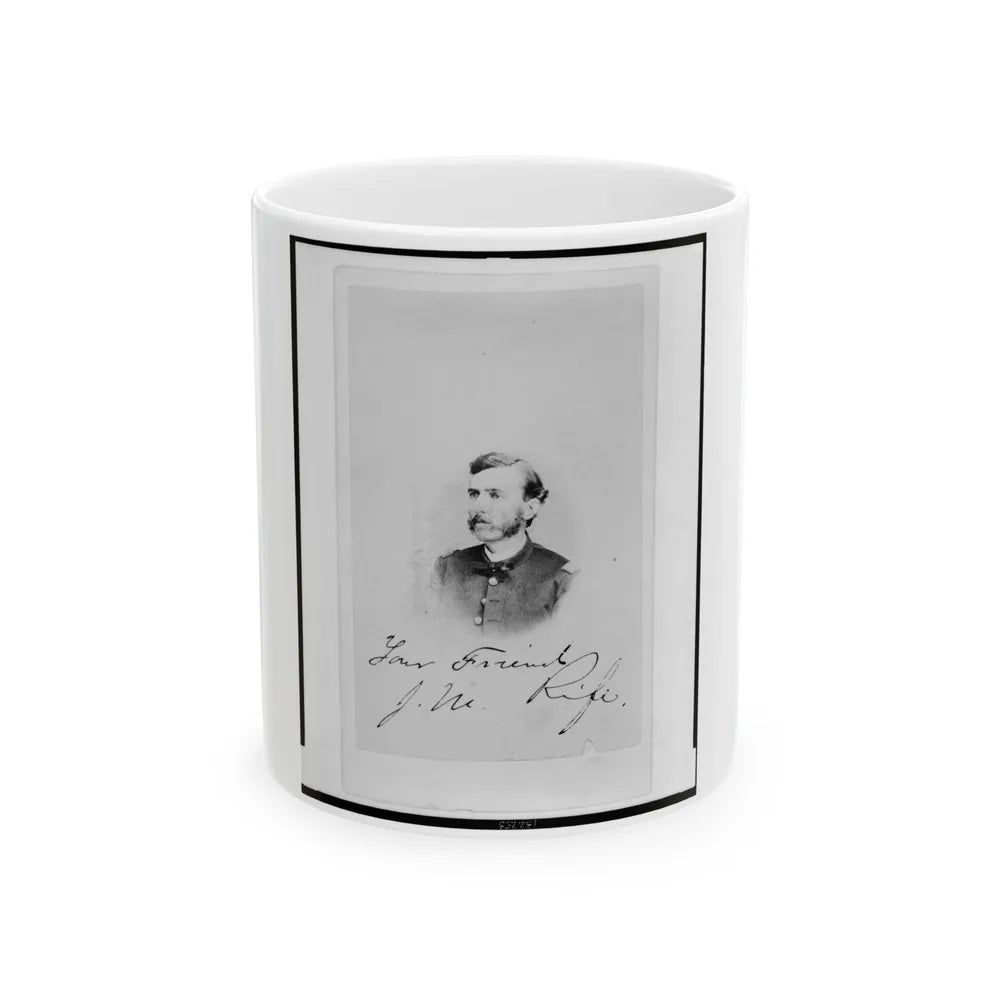 Jacob M. Rife, Captain, 7th West Virginia Cavalry, Head-And-Shoulders Portrait, Wearing Uniform, Facing Left (U.S. Civil War) White Coffee Mug-11oz-Go Mug Yourself