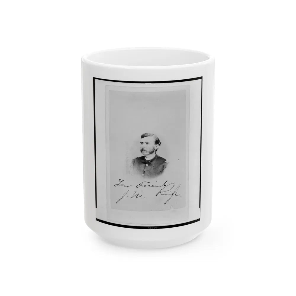 Jacob M. Rife, Captain, 7th West Virginia Cavalry, Head-And-Shoulders Portrait, Wearing Uniform, Facing Left (U.S. Civil War) White Coffee Mug-15oz-Go Mug Yourself