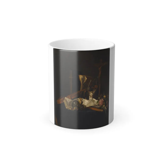 Jacques de Claeuw (1623-1694) A Vanitas Still Life of a Violin, Books, an Inkwell, Manuscripts, a Roemer-0 - Color Changing Mug 11oz 11oz - Go Mug Yourself
