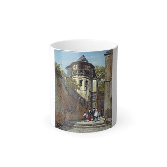 Jacques Francois Carabain (1834-1933) A family in a Sunlit Streets - Oil on Panel - Color Changing Mug 11oz 11oz - Go Mug Yourself
