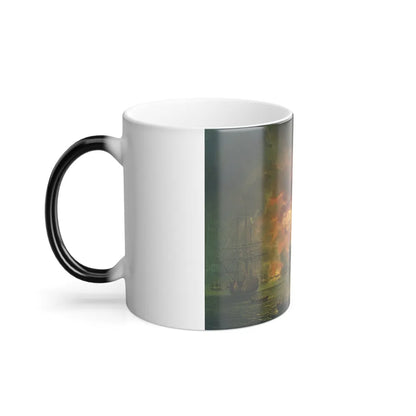 Jakob Philipp Hackert (1737-1807) The Destruction of the Turkish Fleet in the Battle of Chesma - Oil on -0 - Color Changing Mug 11oz - Go Mug Yourself