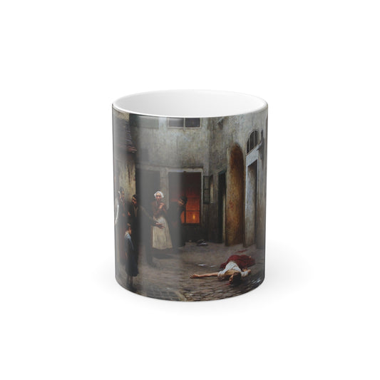 Jakub Schikaneder (1855-1924) Murder in the House - Oil on canvas 1890 - Color Changing Mug 11oz-11oz-Go Mug Yourself