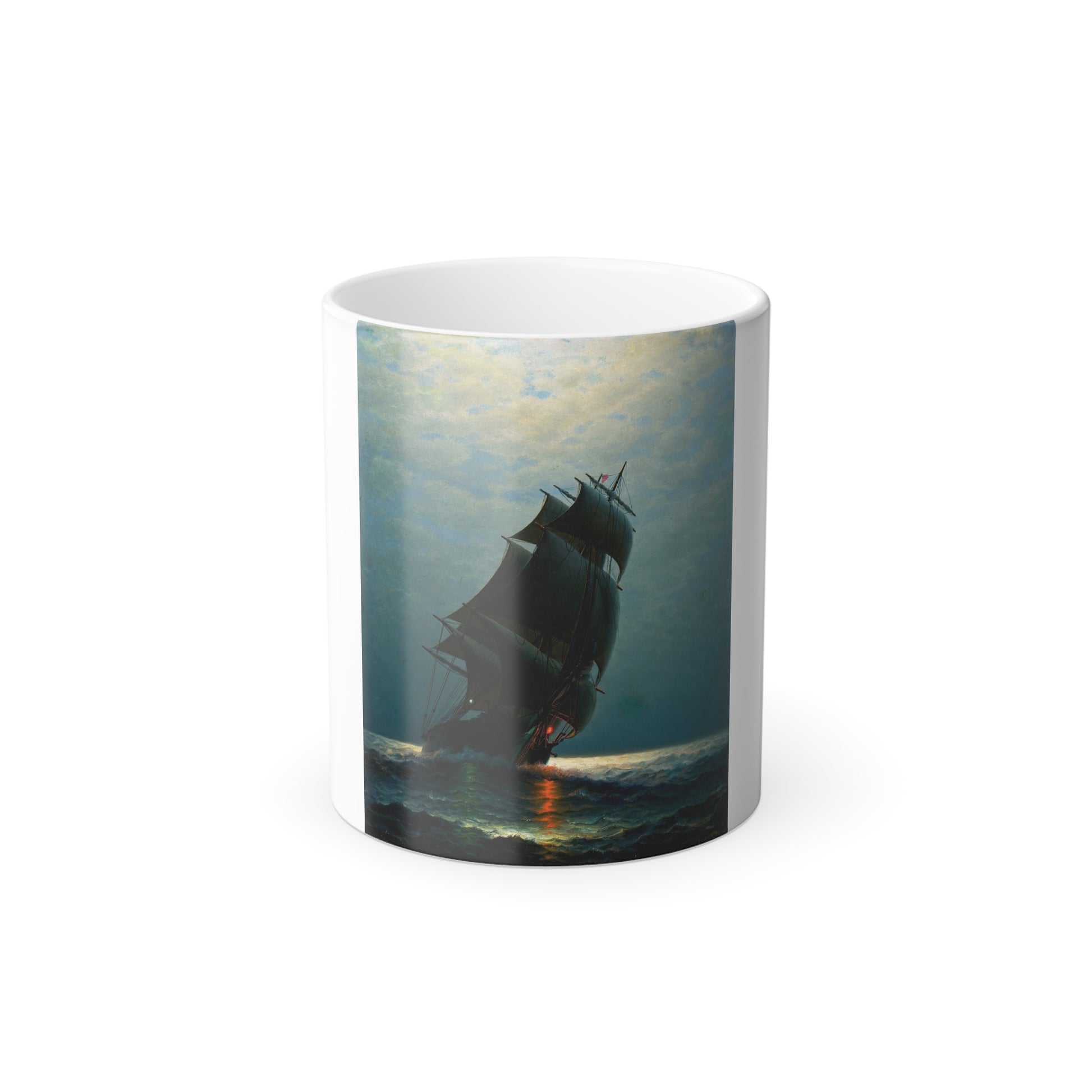 James Gale Tyler (1855-1931) Ship in the Night - Oil on Canvas - Color Changing Mug 11oz-11oz-Go Mug Yourself